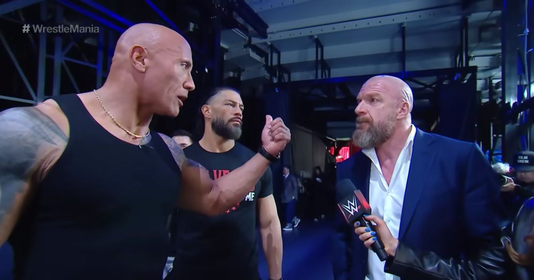"The Rock Slaps Cody Rhodes at WrestleMania 40 Kickoff Event"
