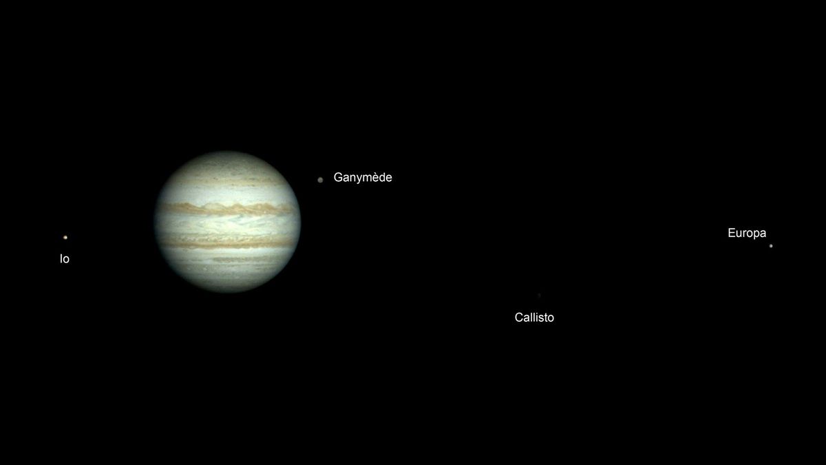 Rare photos of Jupiter and its moons captured by Earth-observing satellite.