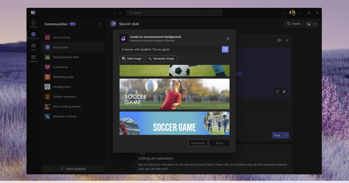 Featured image for "Microsoft Teams introduces AI art tool and Discord-like communities in latest update"