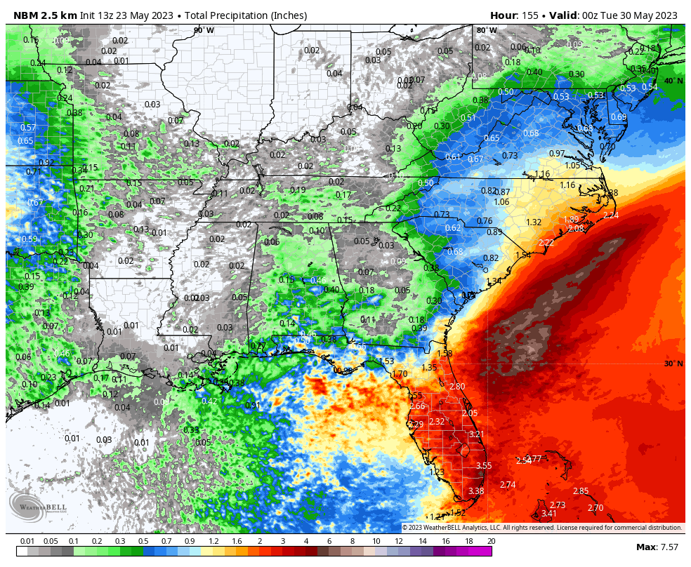 Mixed Memorial Day weekend weather forecast for Southeast and Mid-Atlantic.