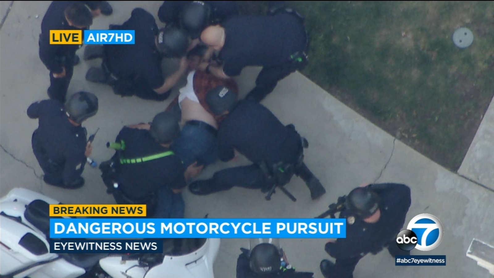 Armed motorcyclist arrested after dangerous police chase in LA.