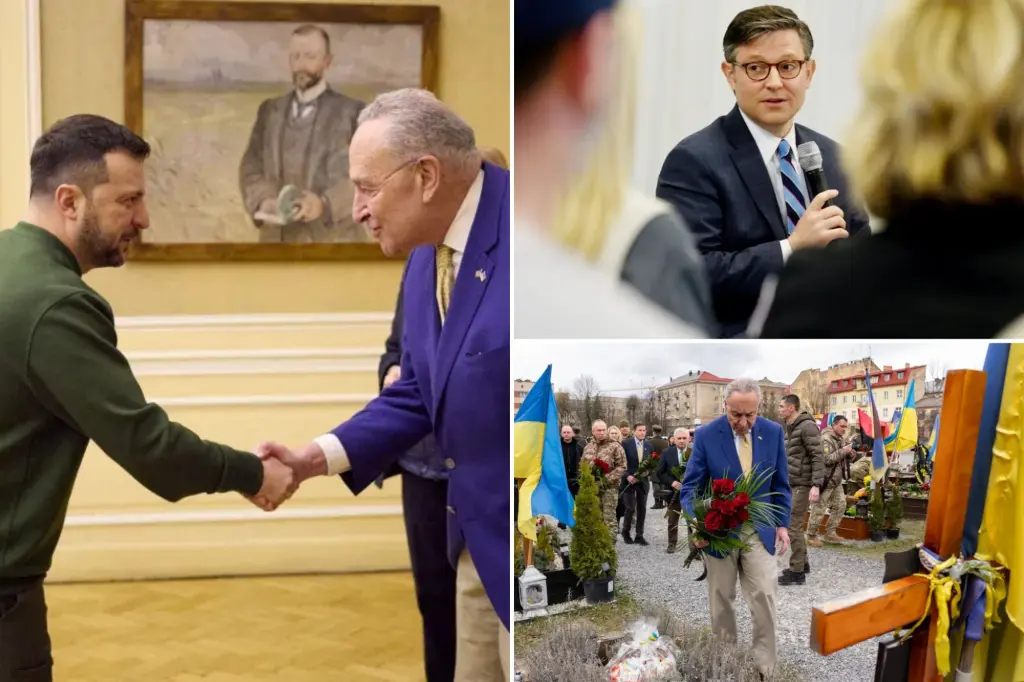 "Schumer Challenges House Speaker Johnson to Visit War-Torn Ukraine"