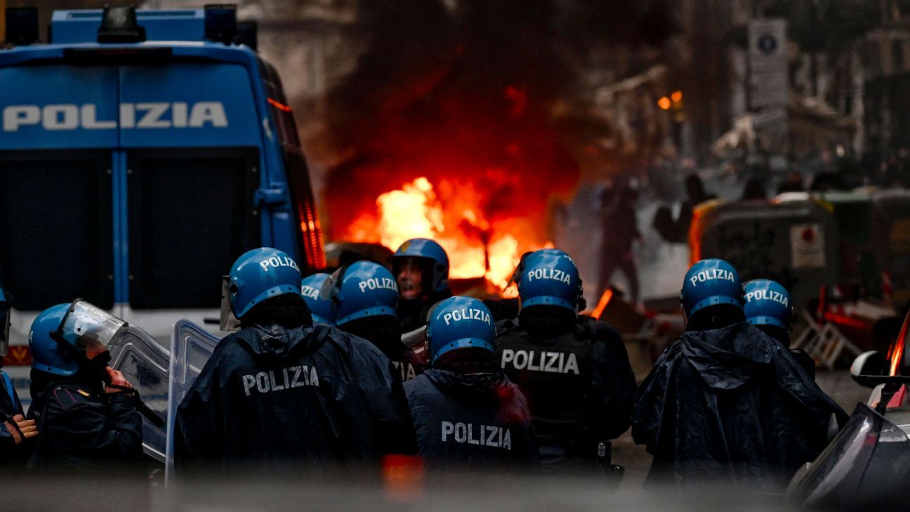 Featured image for "Frankfurt and Napoli fans clash before Champions League match"