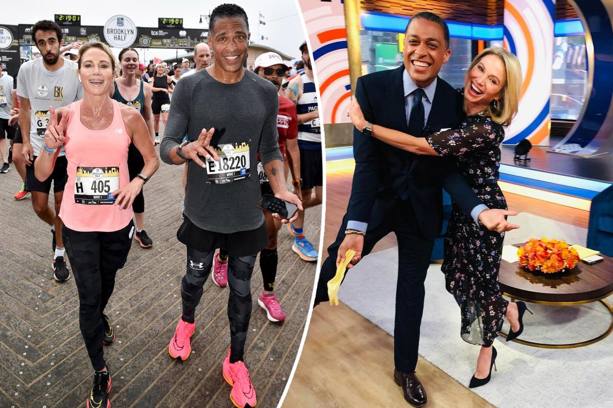 "TV Hosts Amy Robach and T.J. Holmes Complete Brooklyn Half Marathon Together"