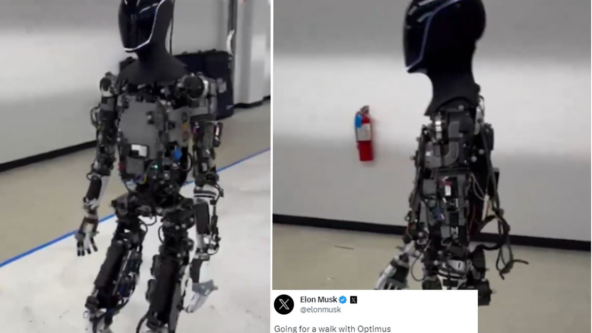 "Elon Musk Showcases Tesla's Creepy Optimus Robot in Factory Walk"