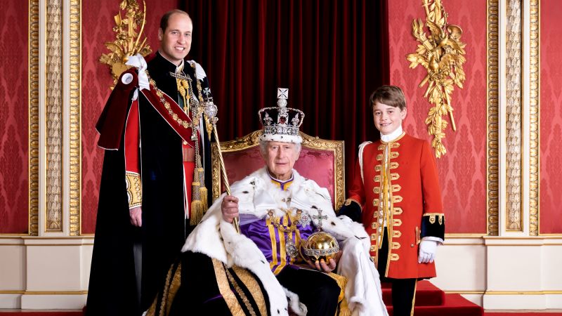 "New Coronation Portraits Feature King Charles and Heirs Prince William and Prince George"