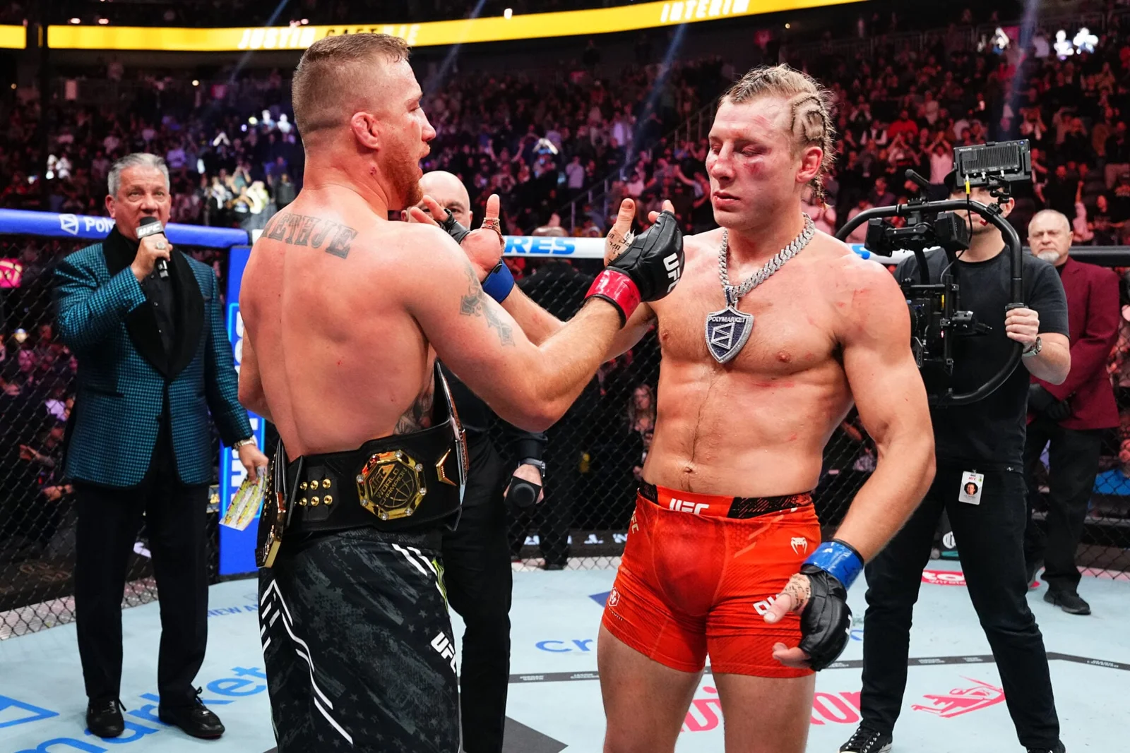 Gaethje Captures Interim Gold in Five‑Round Thriller as Makhachev and Khabib React