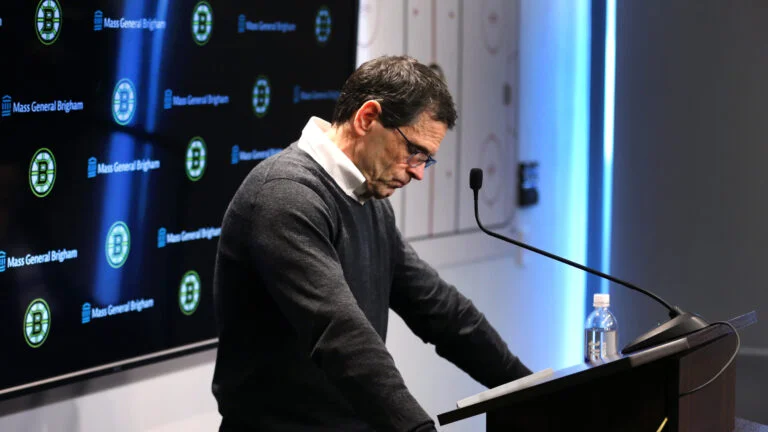 Featured image for Bruins Fire Jim Montgomery Amidst Team Struggles and Player Reflections