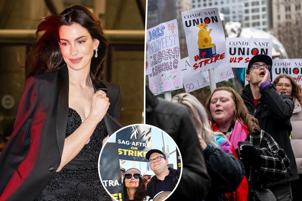 Featured image for Anne Hathaway Joins Union Walkout, Leaves Vanity Fair Photo Shoot