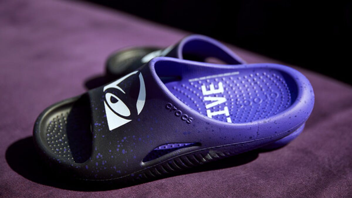 Featured image for Taco Bell and Crocs team up for limited-edition slides.