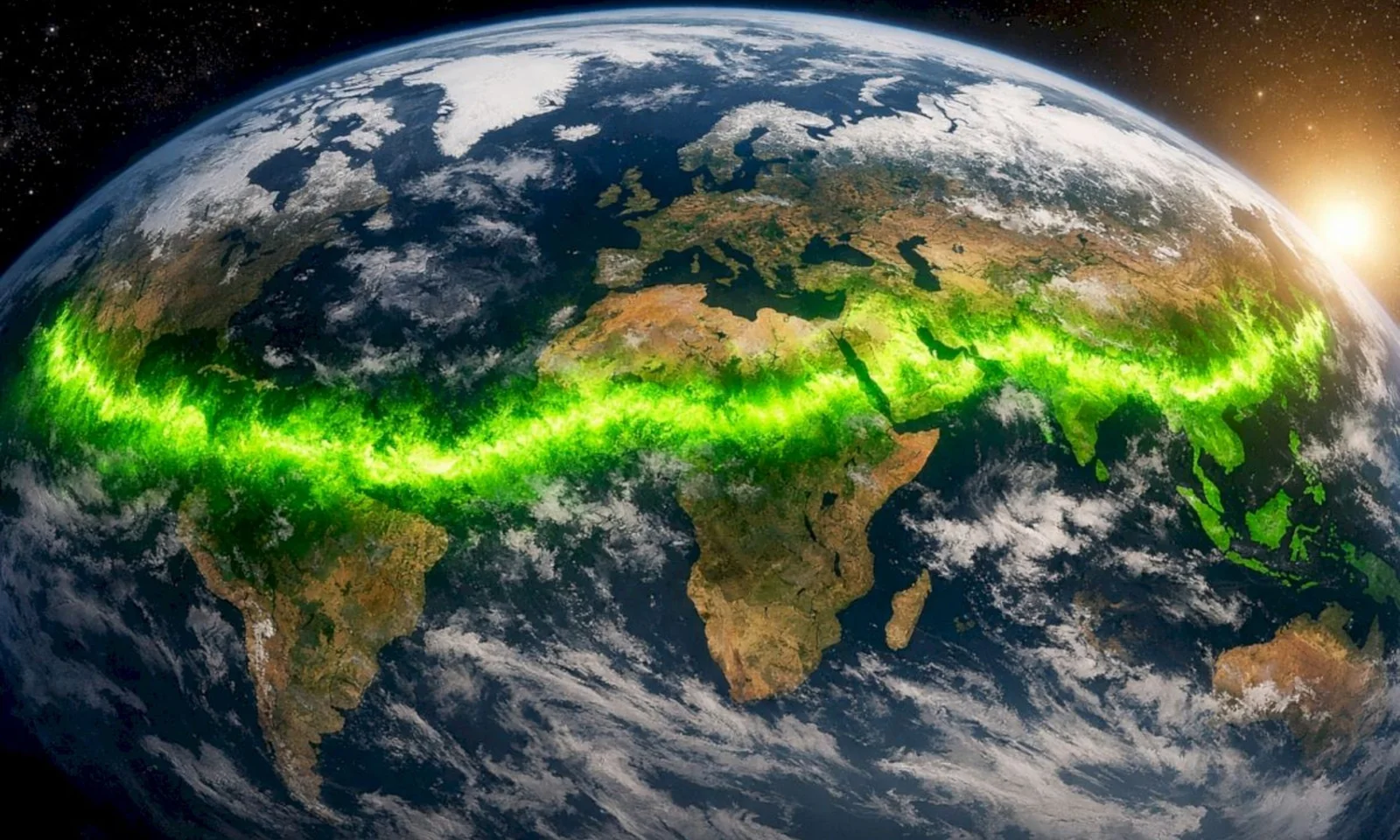 Earth’s moving green center points northeast as vegetation responds to climate and CO2