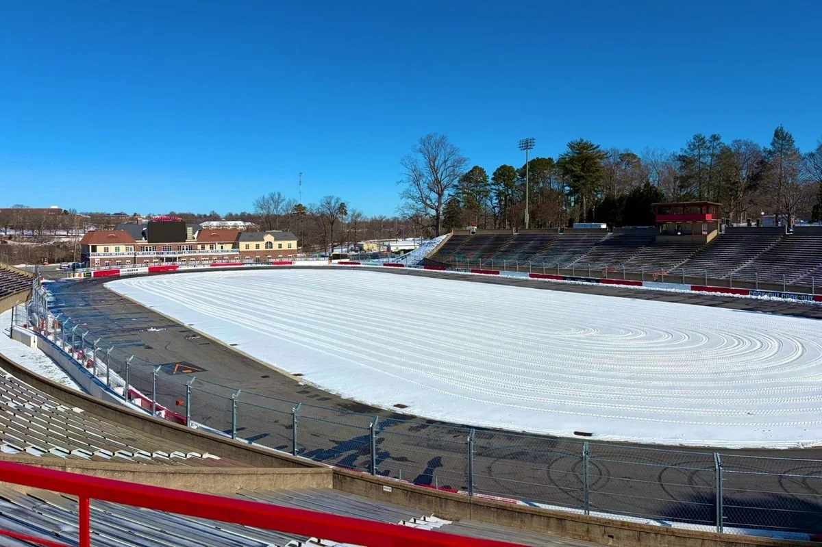 Bowman Gray Snow Cleanup Underway as Clash Prep Faces Cold Weather