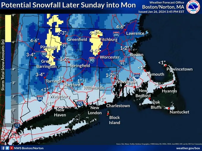 "New England Braces for Weekend Snowstorm: Up to 8 Inches Expected in Some Areas"