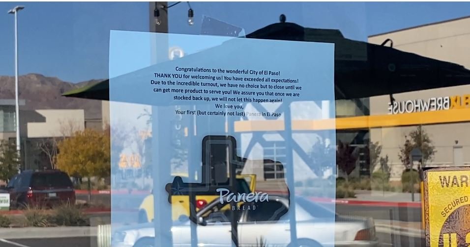 Featured image for El Paso's Panera Bread forced to close temporarily due to overwhelming demand