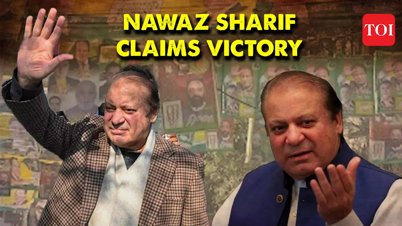 "Nawaz Sharif's Defiant Victory Address Amid Imran Khan's PTI Lead in Pakistan Election"