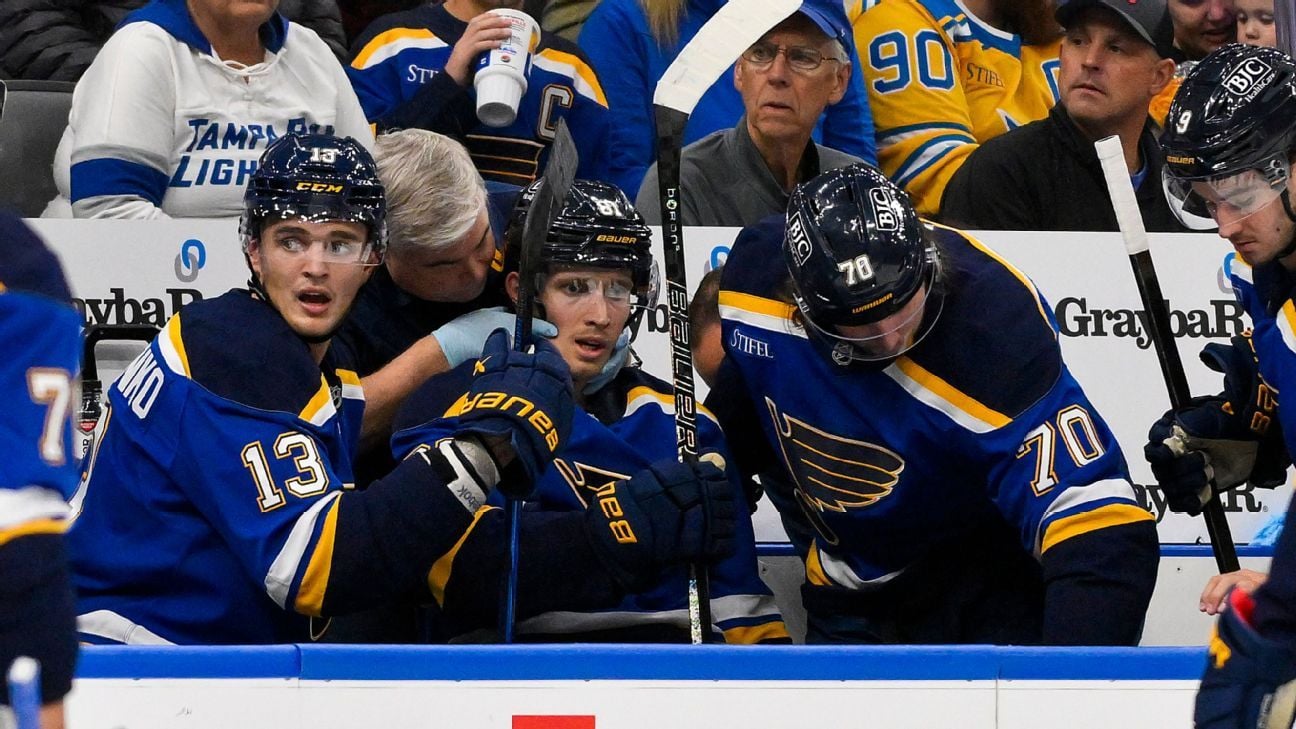 Blues' Dylan Holloway Hospitalized After Puck to Neck, in Stable Condition