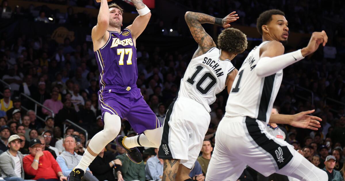 Featured image for Lakers edge Spurs in a close, foul-filled game with Doncic's 35 points