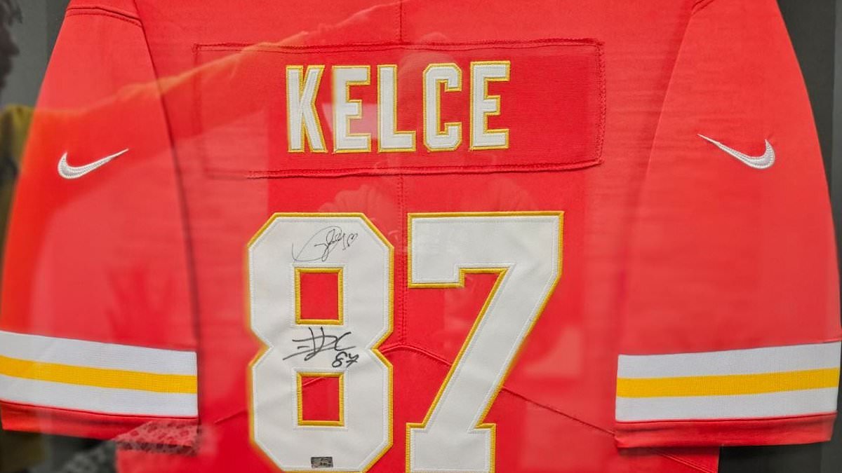 Featured image for "Travis Kelce and Taylor Swift Signed Jersey Sells for $15,000 at Auction"