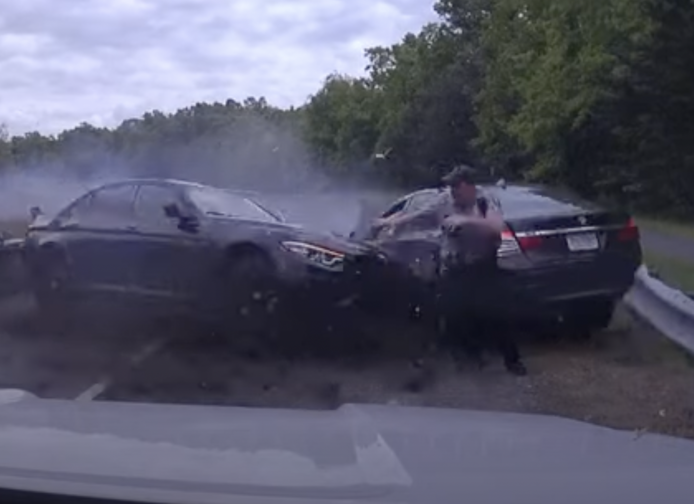 "Dashcam footage captures near-fatal crash during Virginia traffic stop"