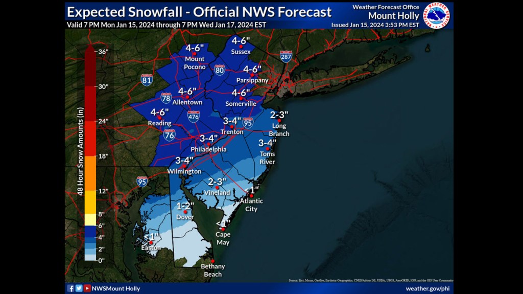 "Snow Forecast: Impact on Commute and Road Salting in Pennsylvania and New Jersey"