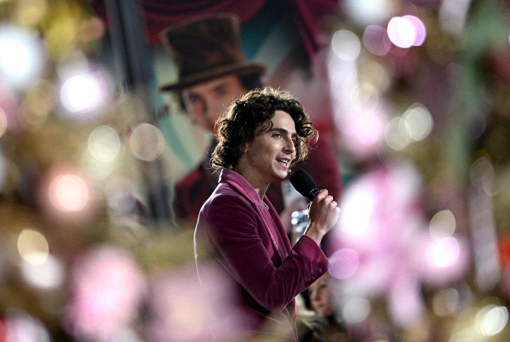 Featured image for Timothée Chalamet Shines at 'Wonka' Premiere with Impressive Singing and Stylish Pink Suit