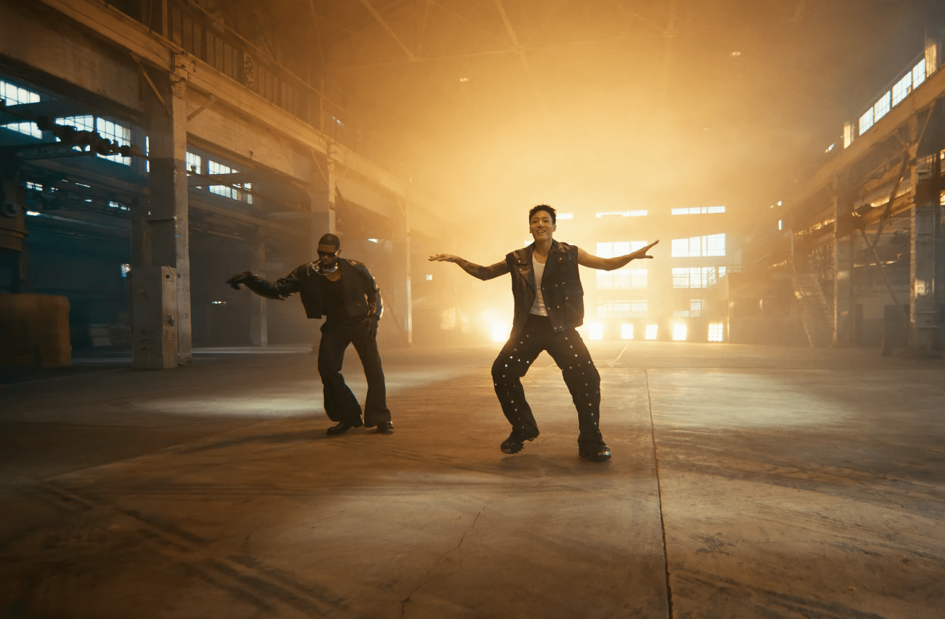 Featured image for Jung Kook and Usher's Explosive Dance Collaboration in 'Standing Next to You' Remix Performance Video