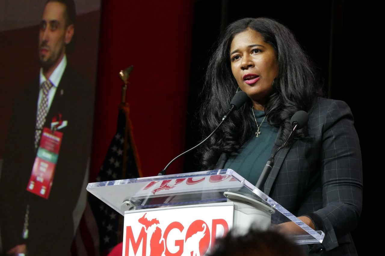 Featured image for "Michigan GOP Votes to Oust Chair Karamo Amidst Internal Strife"