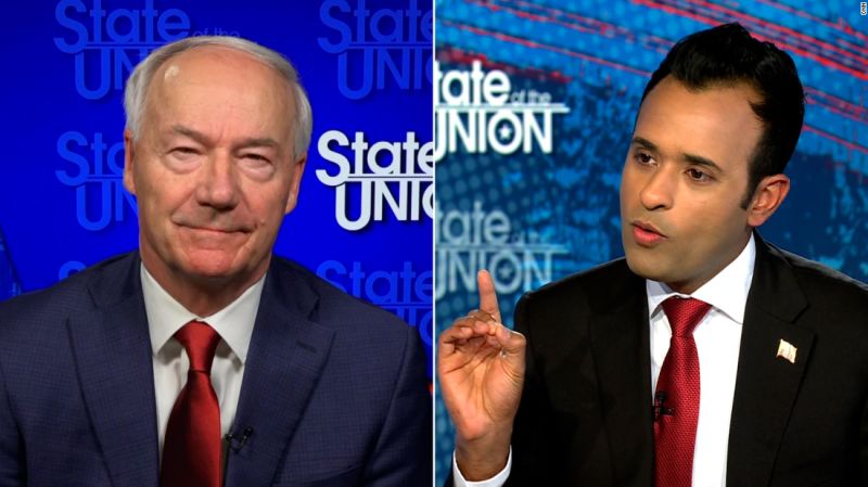 GOP candidate Ramaswamy promises Trump pardon, Hutchinson criticizes.