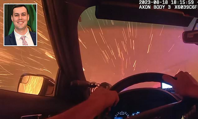 "Terrifying Bodycam Footage: Deputy's Harrowing Escape from Deadly Wildfire Flames"