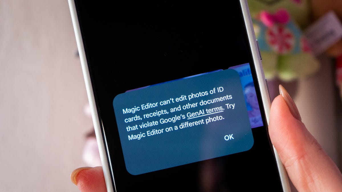 "Google Photos' Magic Editor: No Fake IDs or Forbidden Edits Allowed"