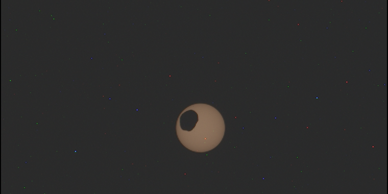 "Mars' View: Witnessing a Solar Eclipse from the Red Planet"