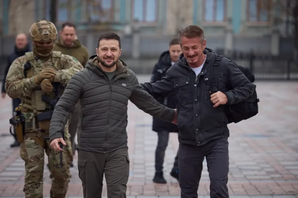 Sean Penn Seen in Kyiv With Zelenskyy During Oscar Night