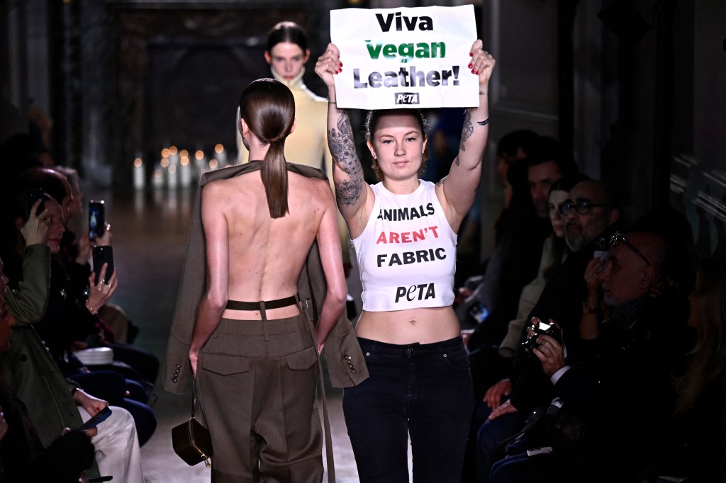 Featured image for "Protesters Disrupt Victoria Beckham's Paris Fashion Show Over Leather Use"