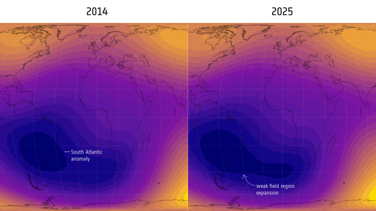 Featured image for Growing Weak Spot in Earth's Magnetic Field Detected by Satellites