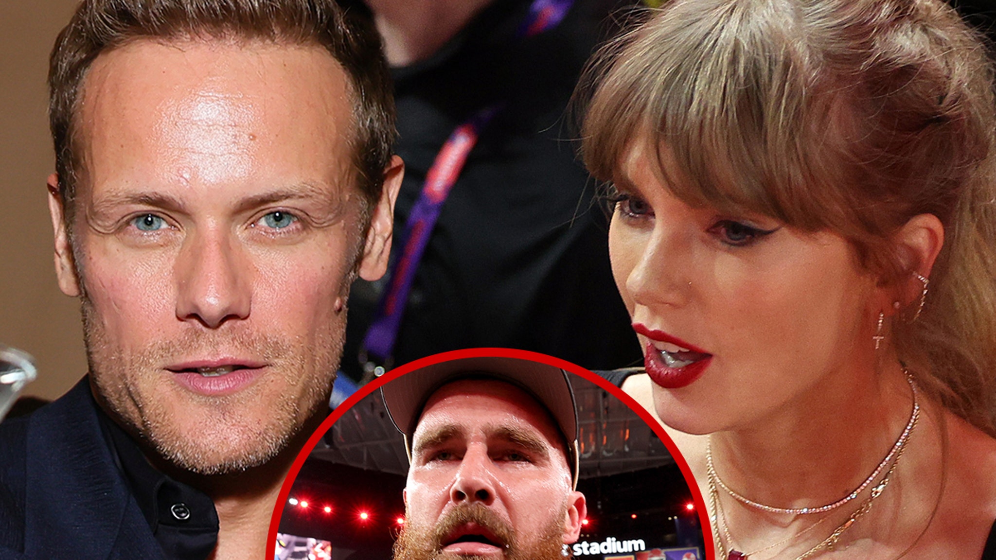Featured image for Sam Heughan Jokes About Stealing Taylor Swift from Travis Kelce
