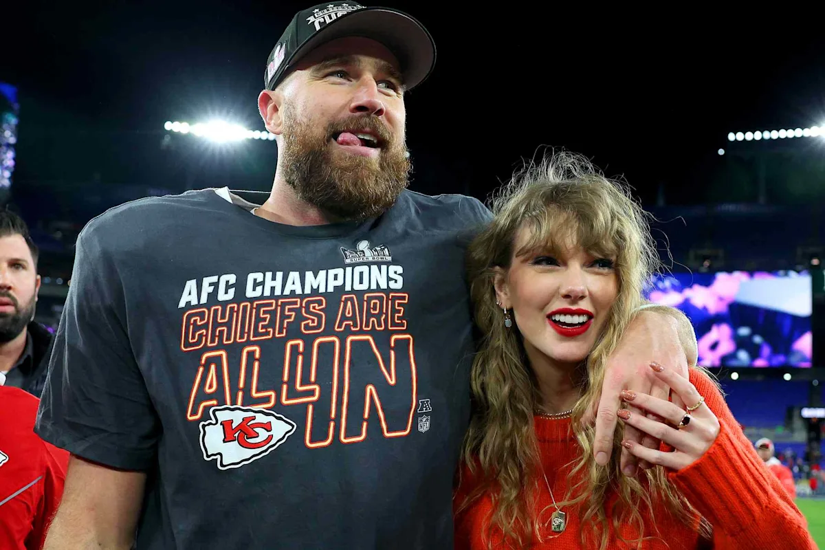 Featured image for Travis Kelce Responds to Taylor Swift's Risqué Song 'Wood'