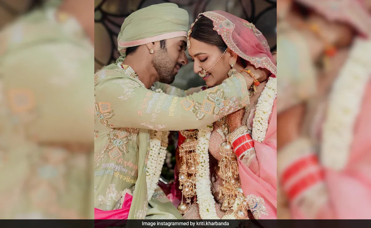 Featured image for "Newlyweds Pulkit Samrat and Kriti Kharbanda Celebrate Marriage with Star-Studded Wishes and Grand Griha Pravesh"