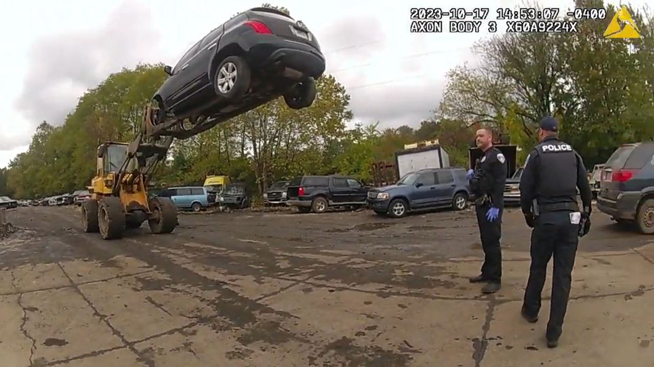 Quick-thinking forklift operator thwarts Ohio car theft suspect by suspending him 20 feet in the air