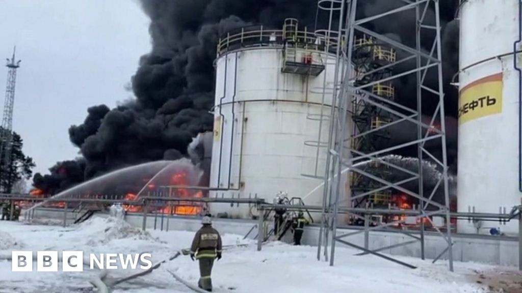 "Ukrainian Drone Attack Sparks Massive Fire at Russian Oil Depot"