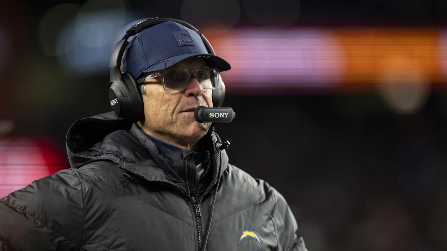 Harbaugh vows hard work after Chargers' low-scoring playoff loss to Patriots
