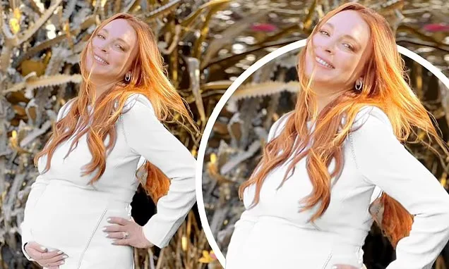 Lindsay Lohan flaunts baby bump in baby shower photos.