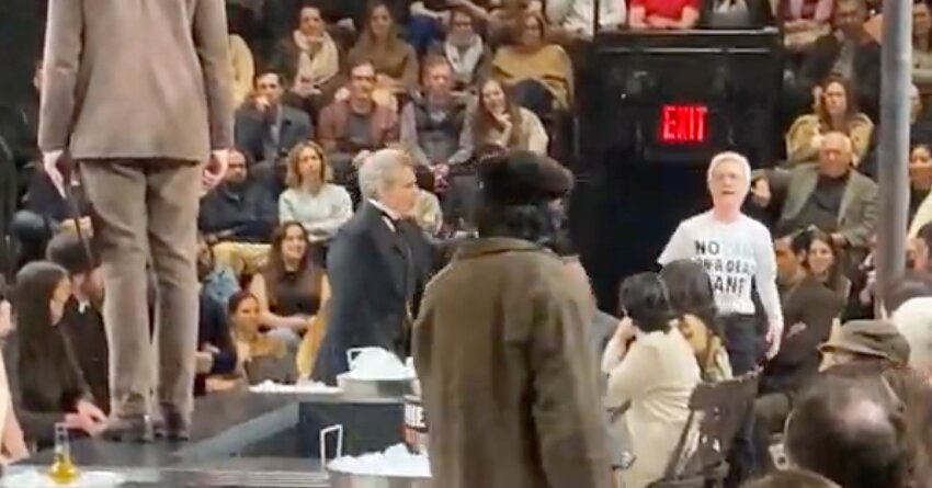Featured image for "Climate Activists Disrupt Broadway Play, Cast Members Stay in Character to Confront Protesters"