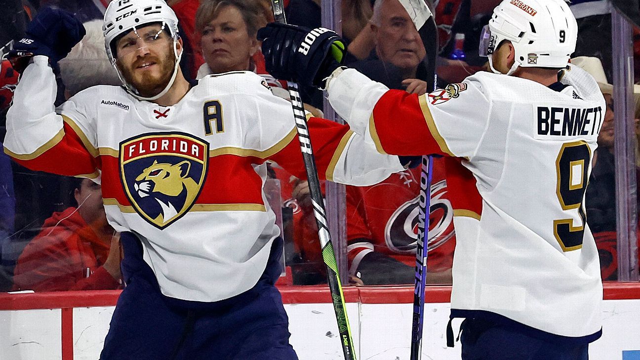 Matthew Tkachuk continues OT heroics as Panthers take 2-0 lead in NHL playoffs.