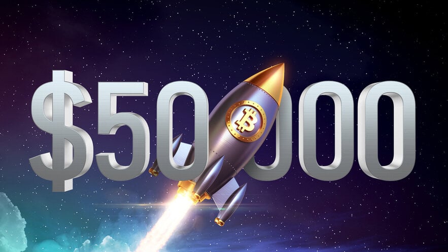 "Bitcoin Surges Past $50K, Approaches Trillion Dollar Valuation"