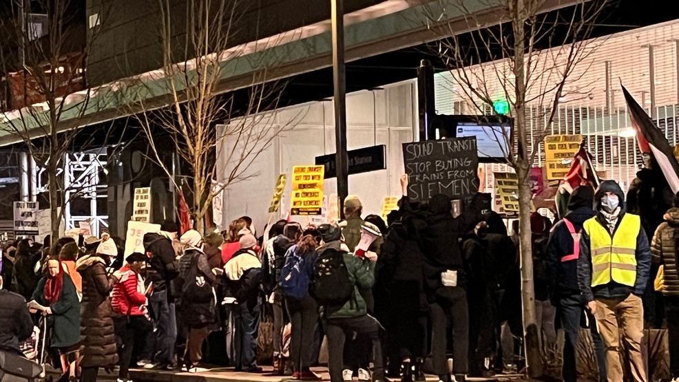 Featured image for "Pro-Palestine Protest Prompts Closure of Seattle's U-District Link Light Rail Station"