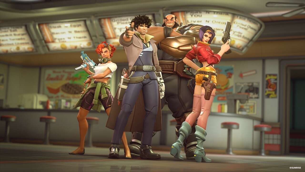 Featured image for "Overwatch 2 Reveals Cowboy Bebop Collaboration Skins and Launch Date"