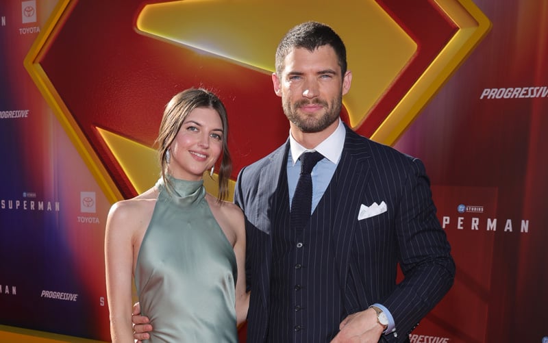Featured image for Superman Actor David Corenswet Debuts with Wife Julia Warner at L.A. Premiere