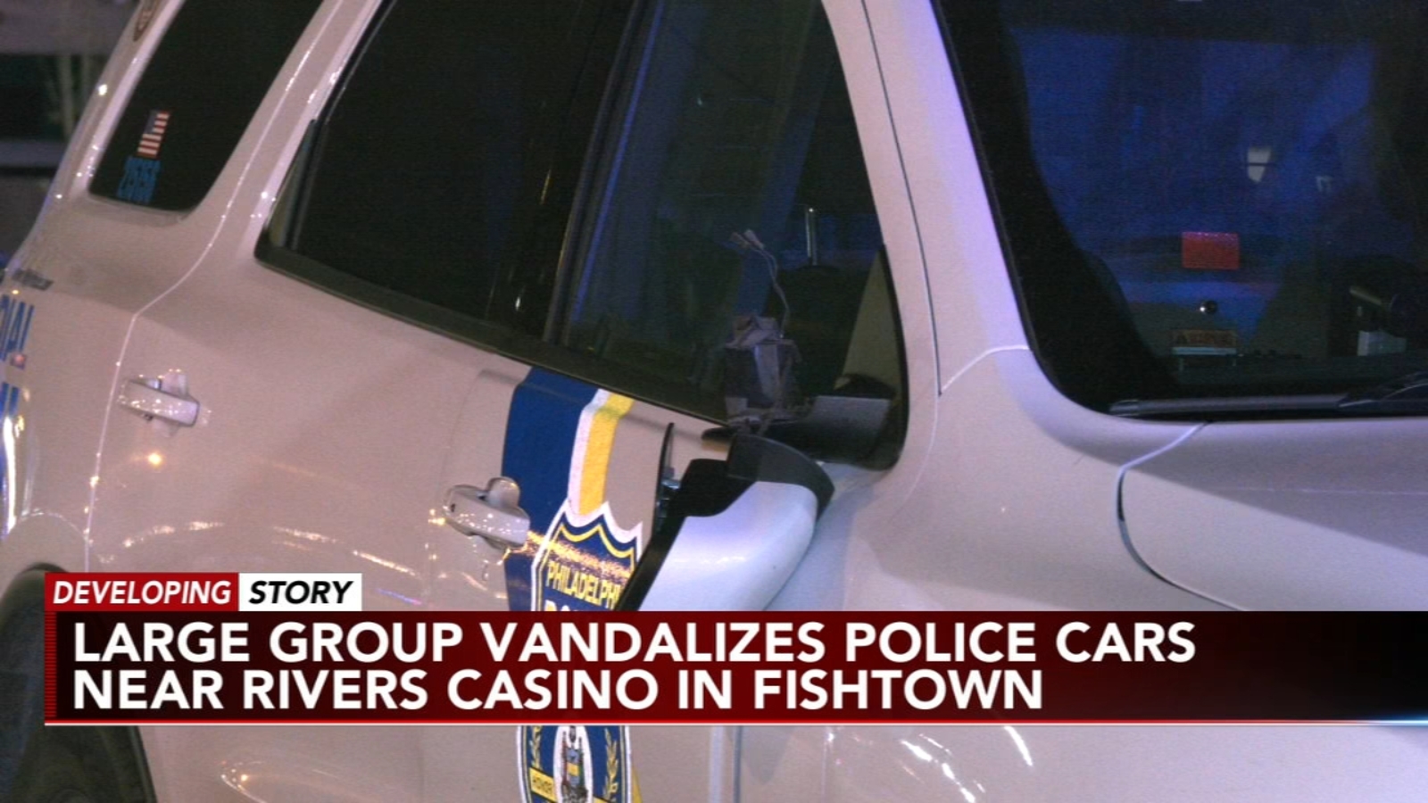 Vandals target police cars in Philadelphia neighborhoods.