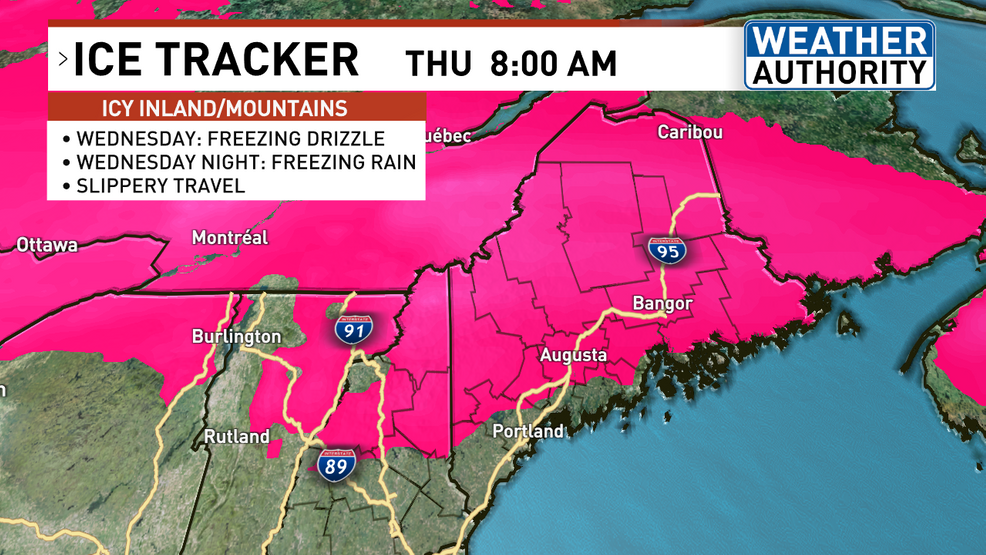 Weather Update: Freezing Rain in Maine, Variable Temperatures, and Mid-Week Chill.