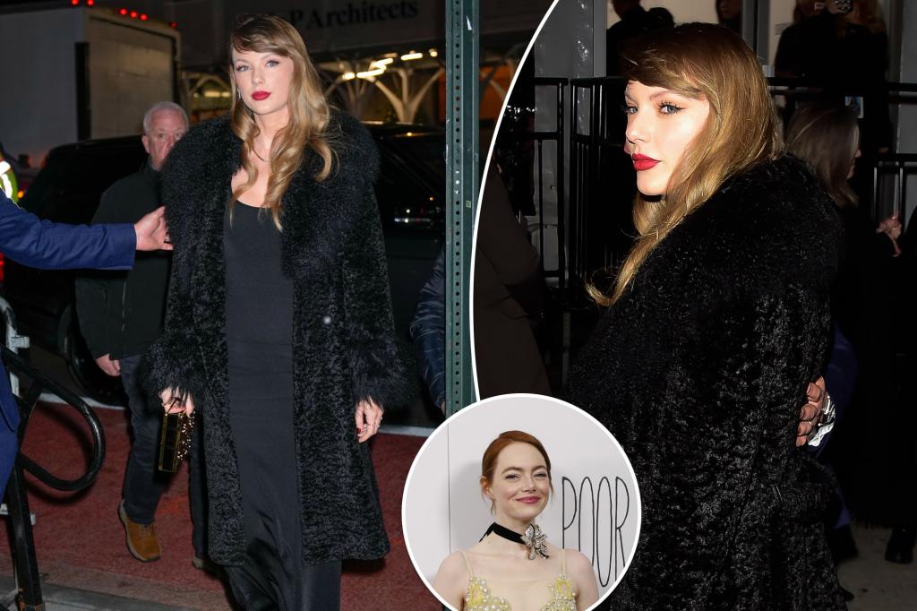 Taylor Swift Stuns in Black at Emma Stone's 'Poor Things' Premiere